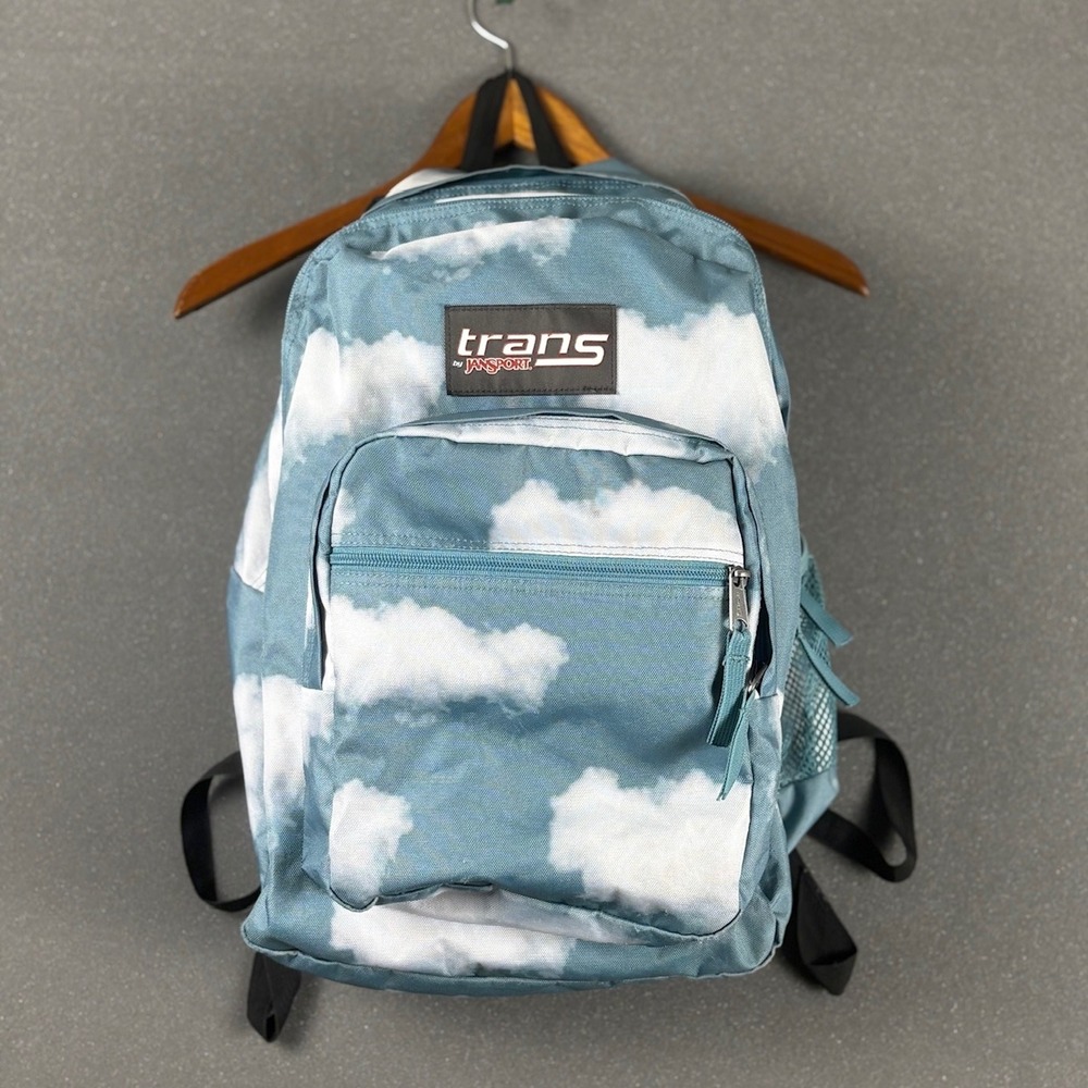 Jansport Trans Backpack Cloud Print Blue White Teal School Travel Bag‎